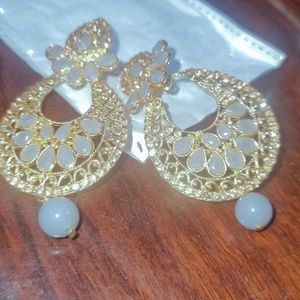 Beautiful Earring With Golden Body And Grey Stones