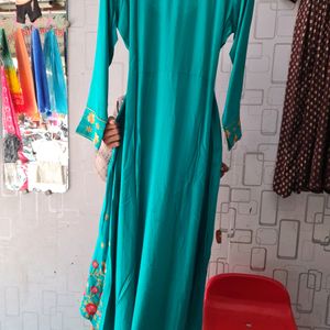 Embroidery Work Frock Sea green Size-XL