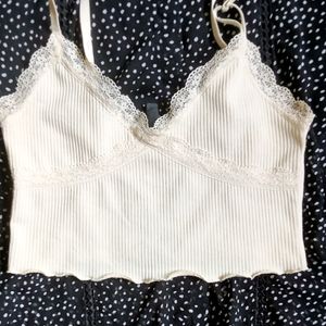 H&M Pinteresty Y2k Cottagecore Lace Trim Top