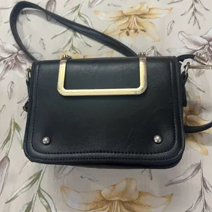 Black Structured Sling Bag