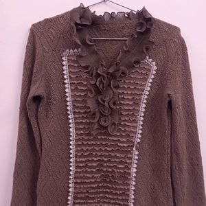 Woolen Mud Brown Color Top