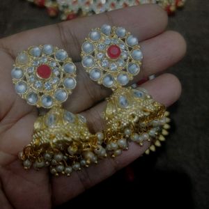 Heavy Neckpiece Jhumki N Mangteeka