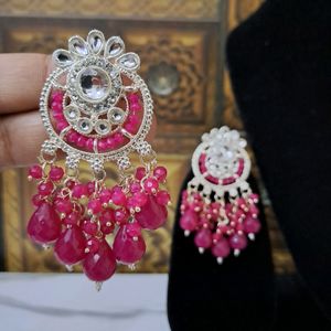 Beautiful Small Mirror And Stone Work Earings.