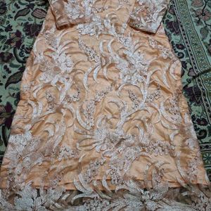 Beautiful Pakistani Suit Peach Color Embrioded