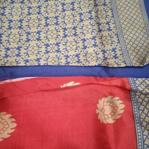 New Saree Red And Blue