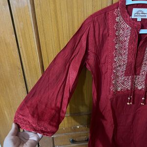 Deep Rust Orange Kurta | Sabhyata | Size S