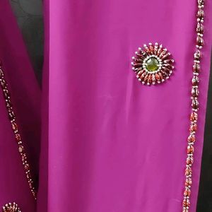 Price Drop Magenta Saree With Heavy Stone Work!