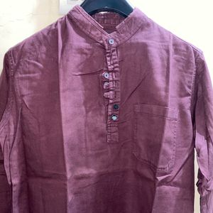 Men Solid Straight Short Kurta Style Shirt