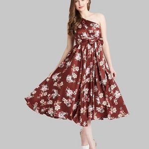 Cover Story Brown Floral Print Below Knee Dress