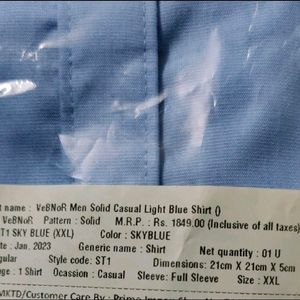 Men Solid Casual Light Blue Shirt