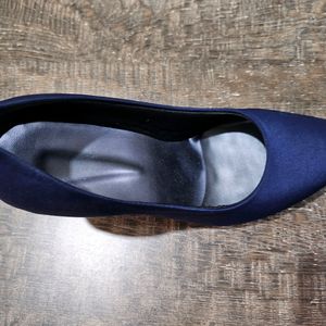 Navy Blue Satin Pumps