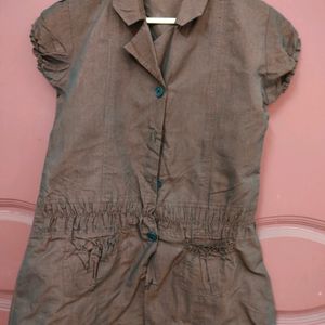 Coffe Brown Top For Women With Puff Sleeves