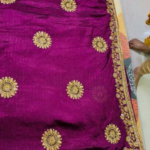 Purple Stone Work Saree