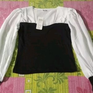 Black And White Colour Top