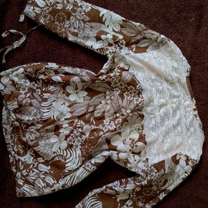 Floral Coffee Brown Style Top