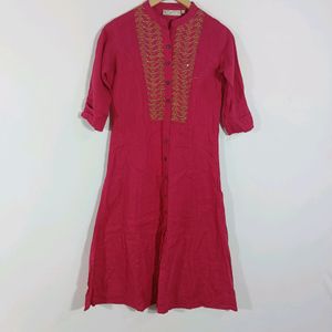 Rose Pink Embroidered Casual Kurta (Women)