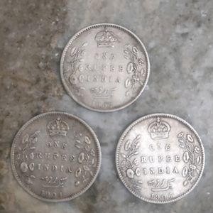 One Rupee Rare Silver Coin ( Pack Of 3 )