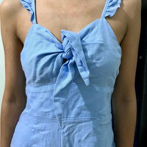 Zara Linen Blue Jumpsuit XS