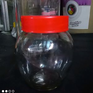 five small glass jar , container one big glas