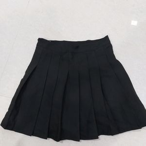 Urbanic Pleated A-line Black Mini Skirt With Short