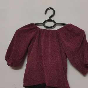 Shimmery Drawstring Pullover Top