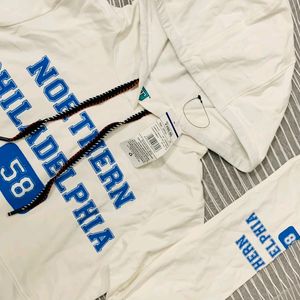 Teamspirit White Hooded Jumper