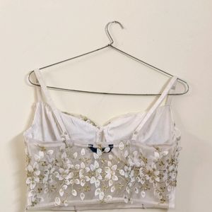 SHIEN Floral Embroidered Bustier