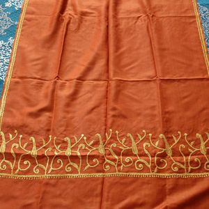 Cotton Stole/Dupatta With Kashmiri Zari Embroidery