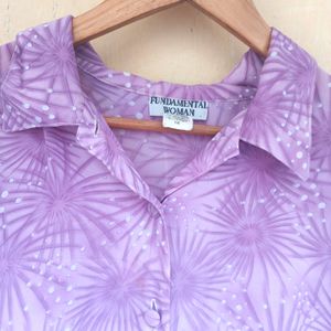 Floral Purple Korean Button Up Shirt Top (Women)