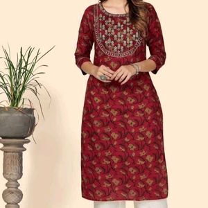 Women Straight Kurta (Red)