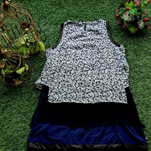 ❗mineral: Blue Designer Layered Sleeveless Dress