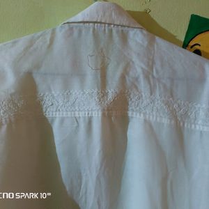 Men White Embroidered Tshirt