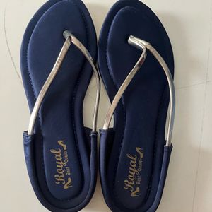 Velvet Navy Blue Slippers..