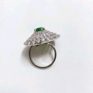 Emerald green stone women's ring.