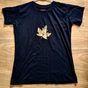 Autumn Maple Leaf Black T Shirt