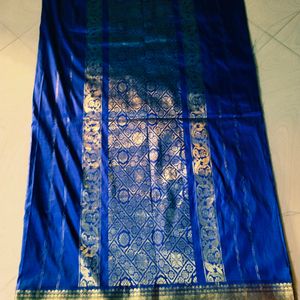 Blue colour pure Kanchi pattu saree