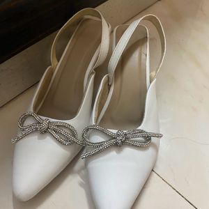 Rhinestone White Heels