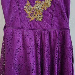 Festive Purple Ethnic Party Gown for 6-9 Yr Girls