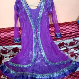 Ethnic Purple Net Frock