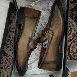 Genuine Leather Olive Patina Penny Loafers