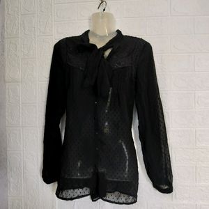 Black Net Corian Thrifted Shirt