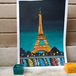 Eiffel Tower Painting On A4 Sheet