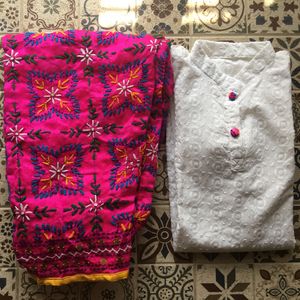 Kurta With Phulkari Work Pyjama