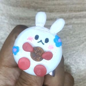 Flower Bunny with Cookie Clay pin