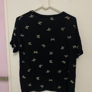 black butterfly printed tshirt