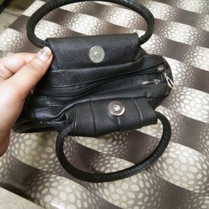 New Black Leather Hand Bag