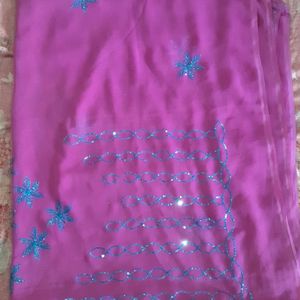 Ambroider Saree Without Blouse. Rarely Used