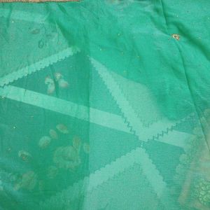 Women Embroidered Green Saree