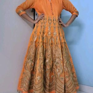 orange anarkali set for wedding festivals