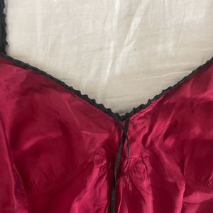 Y2K Satin Red Top